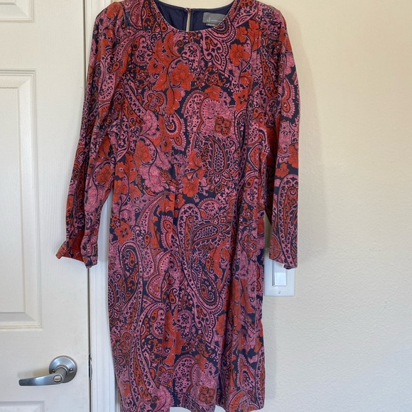 Anthropologie Dayna Corduroy Mini Dress Pink Paisley - Picture 3 of 6